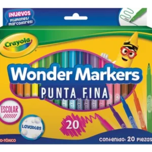 CRAYOLA MARCADORES WONDER MARKERS DE PUNTA FINA 20 PIEZAS