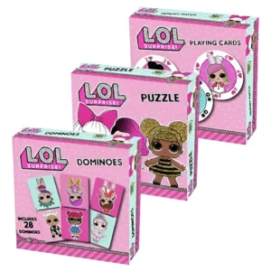 L.O.L. JUEGOS X 3 DOMINO/ROMPECABEZAS/CARTAS GIGANTES